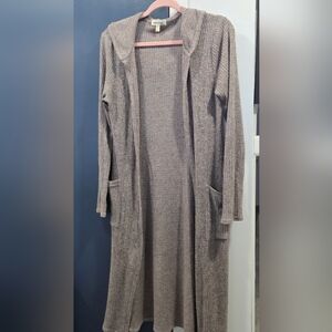 Monteau Heather Mauve Ribbed Knit Long Duster